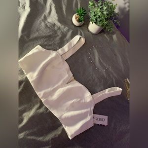 Chic Cropped Tank Top with Golden Zipper [ Size L ]